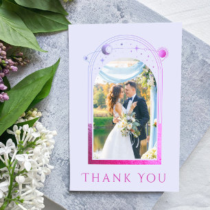 Carte De Remerciements Mariage photo mystique Lavender rose Sun Moon Star
