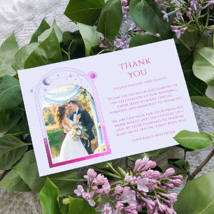 Carte De Remerciements Mariage photo mystique Lavender rose Sun Moon Star