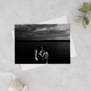 Carte De Remerciements Mariage photo noir et blanc romantique
