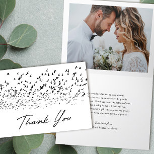 Carte De Remerciements Mariage photo Oiseaux modernes d'une plume