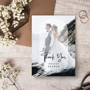 Carte De Remerciements Mariage photo ovale transparent minimaliste