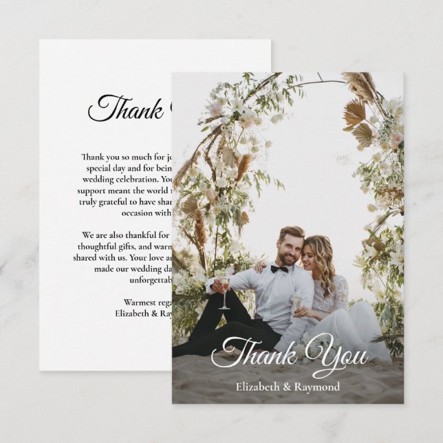 Carte De Remerciements Mariage photo personnalisé (Devant / Derrière)