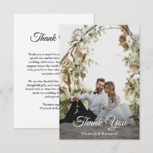 Carte De Remerciements Mariage photo personnalisé