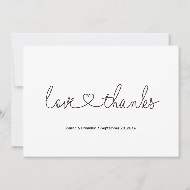 Carte De Remerciements Mariage photo personnalisé Love and Thanks Heart S (Devant)