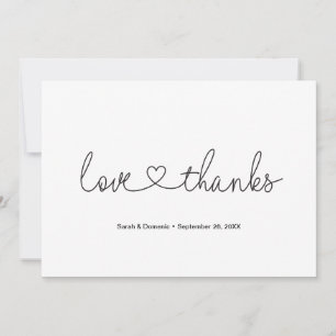 Carte De Remerciements Mariage photo personnalisé Love and Thanks Heart S