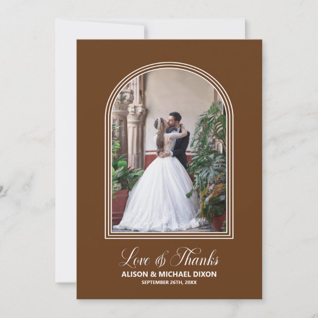 Carte De Remerciements Mariage photo personnalisé Terracotta (Devant)