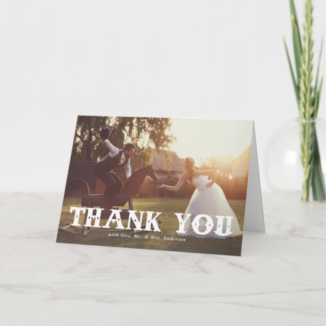 Carte De Remerciements Mariage Photo Remerciements Typographie Occidental (Devant)