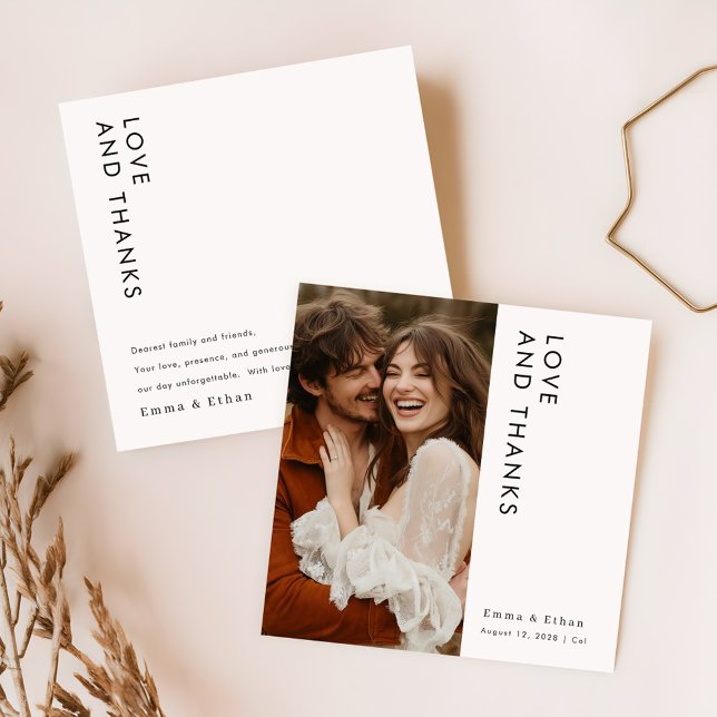 Carte De Remerciements Mariage photo romantique contemporain (Créateur téléchargé)