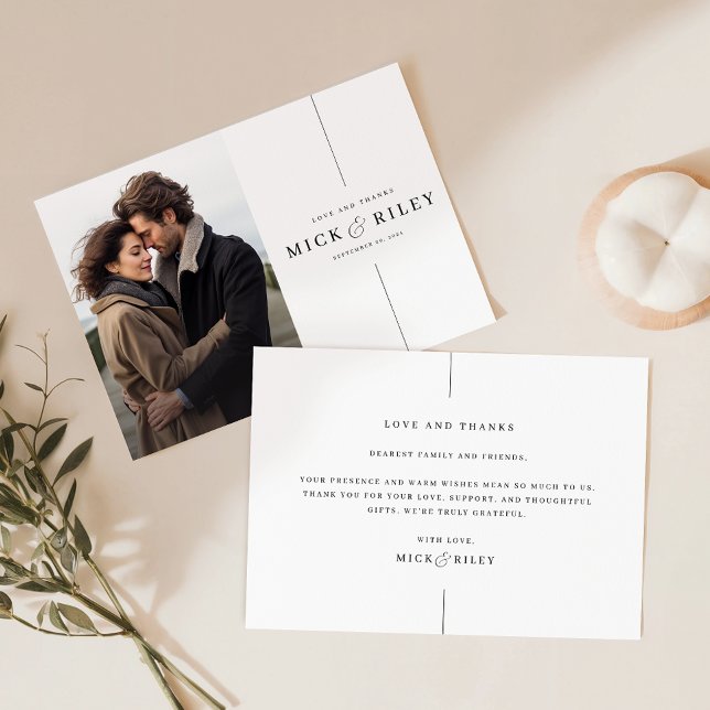 Carte De Remerciements Mariage photo romantique minimal (Créateur téléchargé)