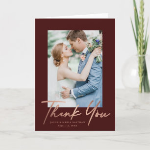 Carte De Remerciements Mariage photo rose Gold Script