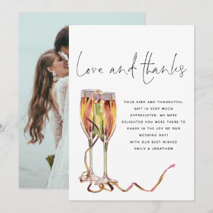 Carte De Remerciements Mariage photo Script Flutes de Champagne