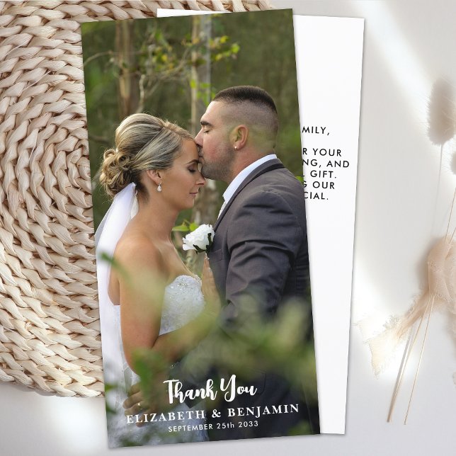 Carte De Remerciements Mariage photo simple et personnalisé (Créateur téléchargé)