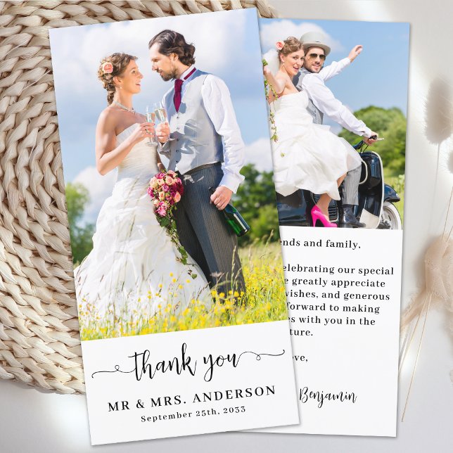 Carte De Remerciements Mariage photo simple et personnalisé moderne (Créateur téléchargé)