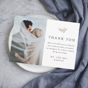 Carte De Remerciements Mariage photo Simple Gold Branch