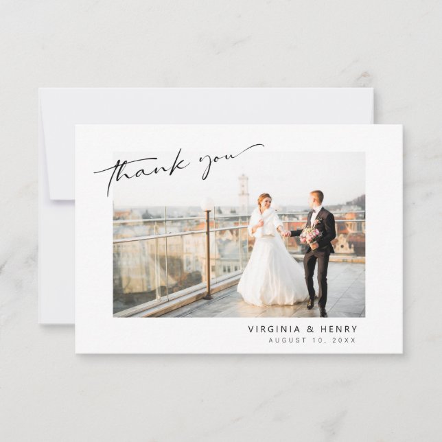 Carte De Remerciements Mariage photo simple moderne (Devant)