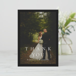 Carte De Remerciements Mariage Photo Simple Noir Classique