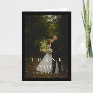 Carte De Remerciements Mariage Photo Simple Noir Classique