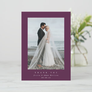 Carte De Remerciements Mariage photo simple Ultra Minimal Bourgogne