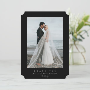Carte De Remerciements Mariage photo unique noir Ultra minimal