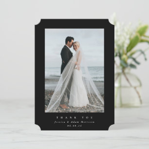Carte De Remerciements Mariage photo unique noir Ultra minimal