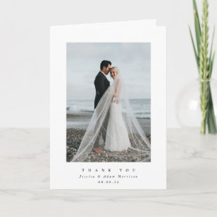 Carte De Remerciements Mariage photo unique Ultra Minimal blanc