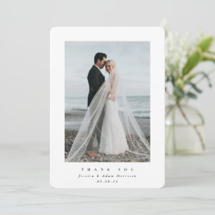 Carte De Remerciements Mariage photo unique Ultra Minimal blanc