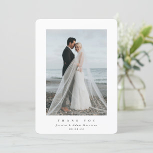 Carte De Remerciements Mariage photo unique Ultra Minimal blanc
