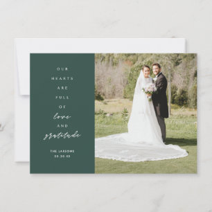 Carte De Remerciements Mariage photo vert deux coeurs pleins