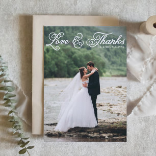 Carte De Remerciements Mariage photo White Curly Script Love and Thanks