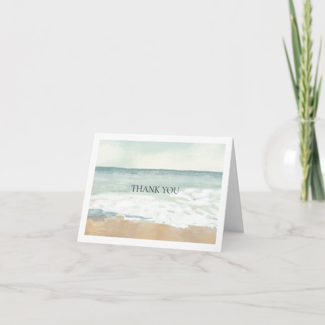 Carte De Remerciements Mariage plage plié (Devant)