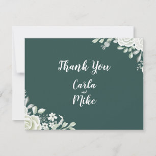 Carte de remerciements Mariage plat à feuilles ver