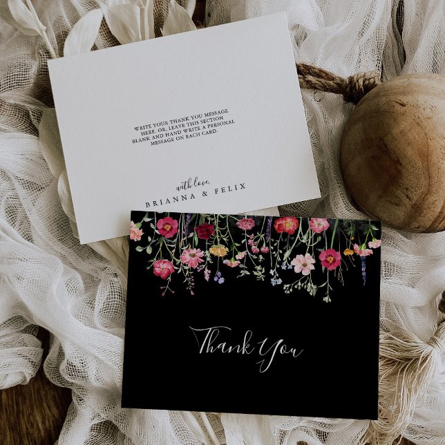 Carte De Remerciements Mariage plat Fleur sauvage multicouleur de jardin (Créateur téléchargé)