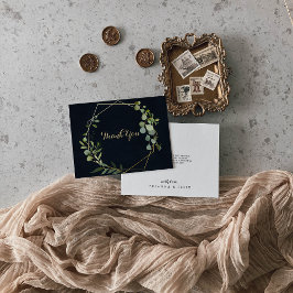 Carte De Remerciements Mariage plat Géométrique Bleu Vert Eucalyptus