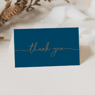 Carte De Remerciements Mariage plié classique bleu marine