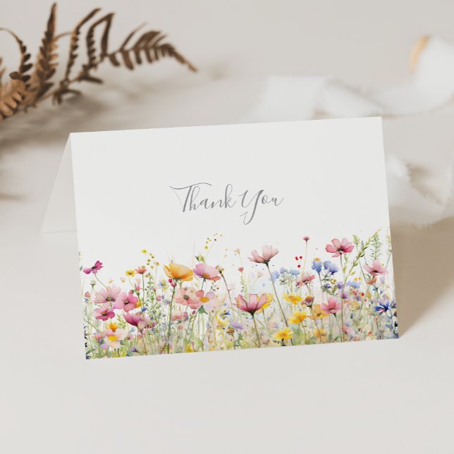 Carte De Remerciements Mariage plié couleur Fleur sauvage de prairie (Créateur téléchargé)