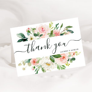 Carte de remerciements Mariage plié en fleur rose 