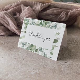 Carte de remerciements Mariage plié Eucalyptus ver