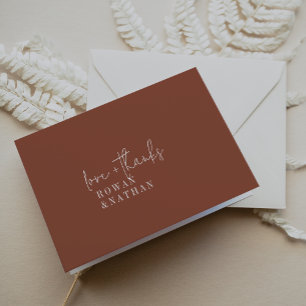 Carte De Remerciements Mariage plié moderne chic en terre cuite rouille