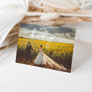 Carte de remerciements Mariage plié - Script blanc