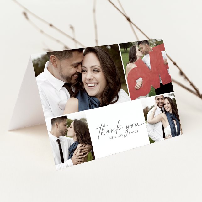 Carte De Remerciements Mariage plié Silver 4 photo moderne (Créateur téléchargé)