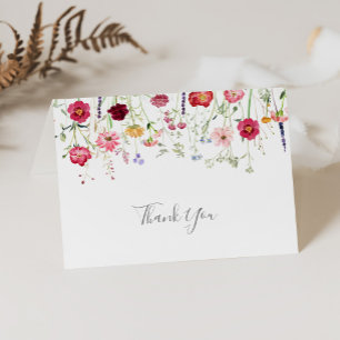 Carte De Remerciements Mariage plié simple Fleur sauvage multicolore