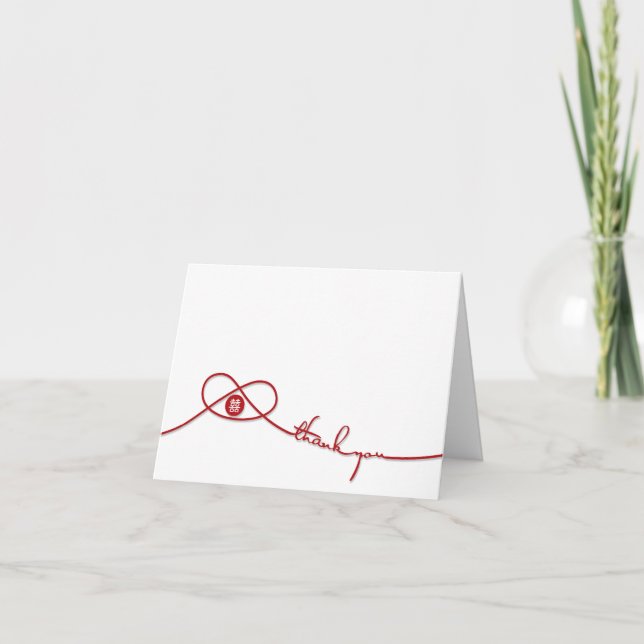 Carte de remerciements Mariage Red Double Happy (Devant)