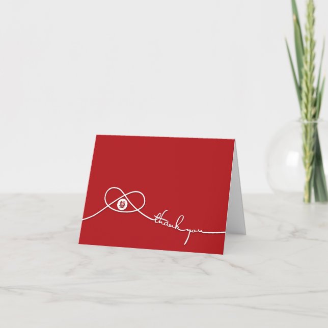 Carte de remerciements Mariage Red Double Happy (Devant)