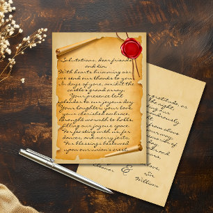 Carte De Remerciements Mariage Remerciement avec sceau de cire sur parche