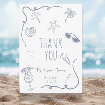 Mariage Remerciement Plage Dessiné à la Main