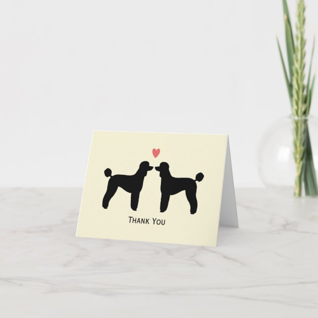 Carte De Remerciements Mariage Remerciements Caniches Standards Noirs (Devant)