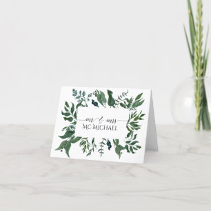 Carte De Remerciements Mariage Remerciements Notes Émeraude Forest Foliin