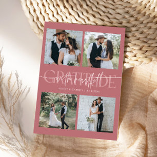 Carte De Remerciements Mariage Remerciements Sincères Multi Photo Rose
