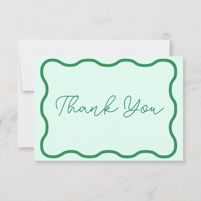 Carte De Remerciements Mariage rétro Mint Wavy (Devant)