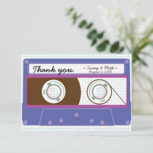 Carte De Remerciements Mariage rétro Mixtape Purple et Indigo